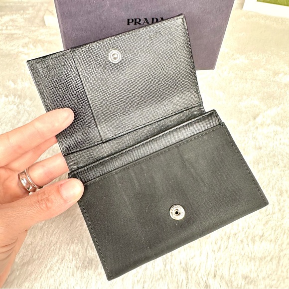 PRADA Tessuto black nylon and leather credit card holder or badge ID wallet case - Picture 9 of 14